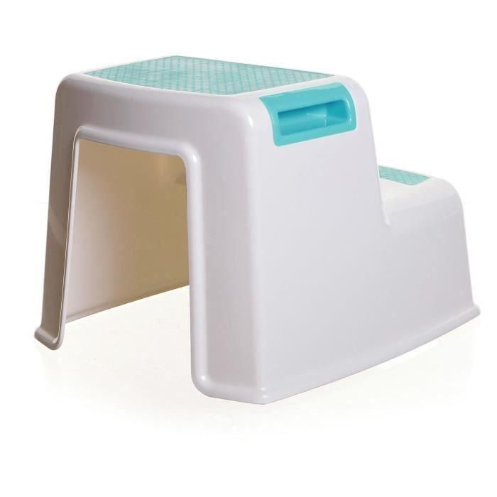 Taburete con escalera - DREAMBABY - 2 UP - Antideslizante y texturizado - Hasta 80 kg para niños y adultos - Aqua 2