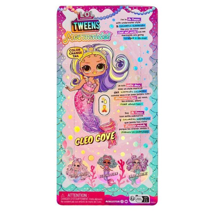 L.O.L. Surprise Muñeca Tween Sirena Cleo Cove - Cola Cambia de Color - 25,4x12,7x6,35 cm - Edad 4+ Años 6 L.O.L. Surprise Muñeca Tween Sirena Cleo Cove - Cola Cambia de Color - 25,4x12,7x6,35 cm - Edad 4+ Años 6