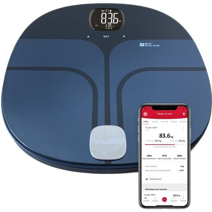 Báscula personal - Terraillon - MASTER COACH - Electrónica, conectada a WiFi - Impedancia - IMC - Análisis de masas Báscula personal - Terraillon - MASTER COACH - Electrónica, conectada a WiFi - Impedancia - IMC - Análisis de masas