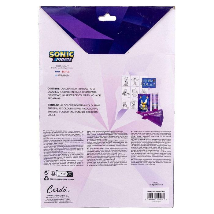 Set de papelería coloreable sonic prime 1 Set de papelería coloreable sonic prime 1