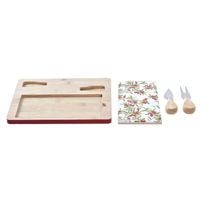 Tabla Aperitivo Navidad Tradicional DKD Home Decor Rojo Natural 20 x 1.2 x 24.5 cm Set de 4 2