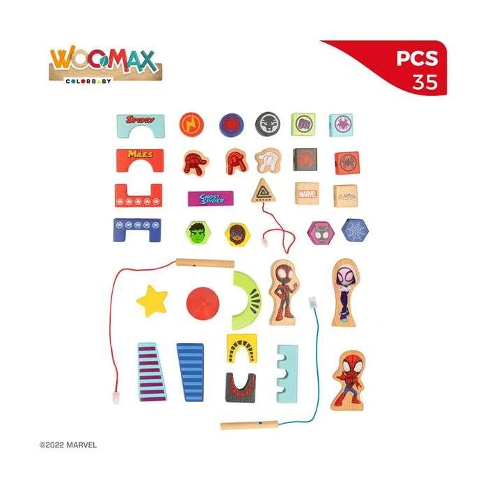 Juego de construccion de madera spidey amazing friends & friends con 50 piezas 2 Juego de construccion de madera spidey amazing friends & friends con 50 piezas 2
