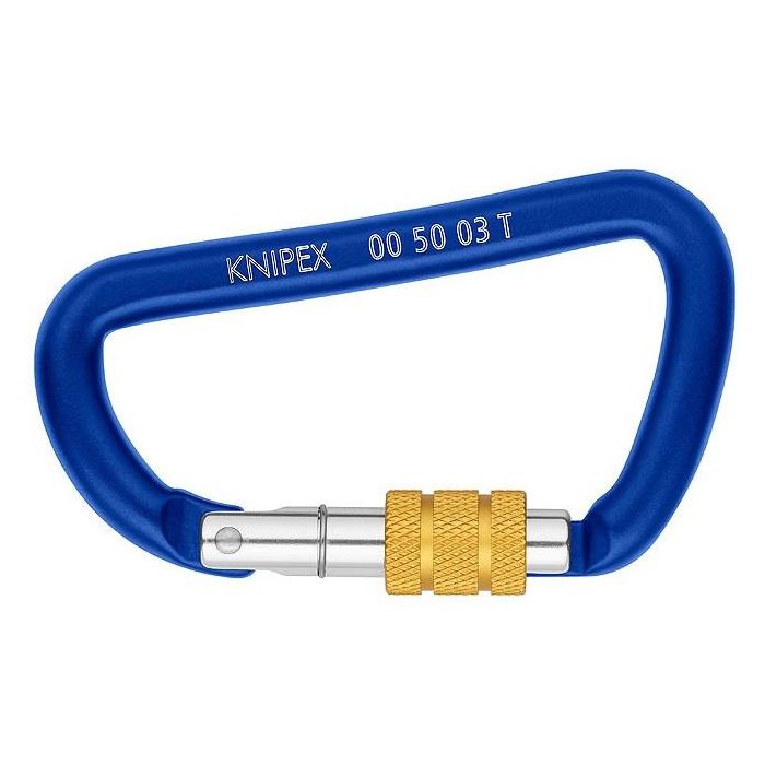 Knipex 00 50 03 T BK Mosquetón de Bloqueo con Cierre de Rosca en Forma de D de Aluminio Azul CE (2 Unidades)