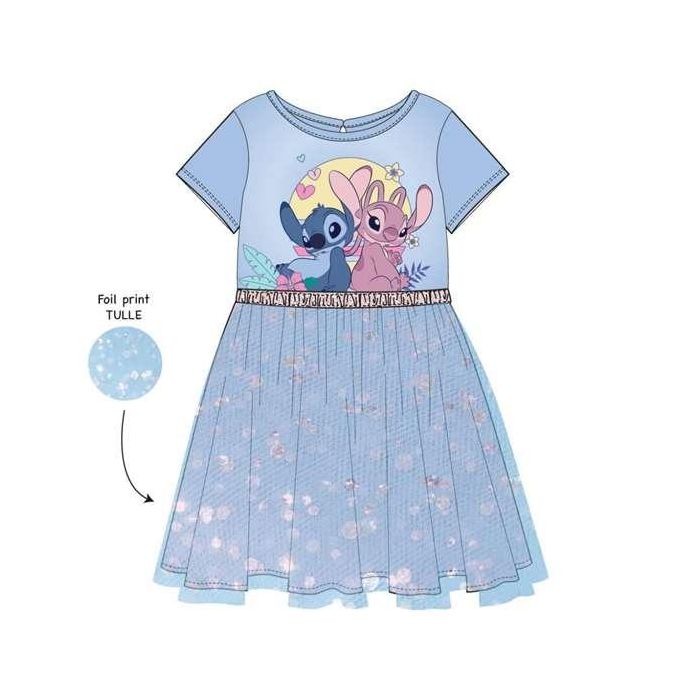 Vestido single jersey fantasia stitch 6 años 1 Vestido single jersey fantasia stitch 6 años 1
