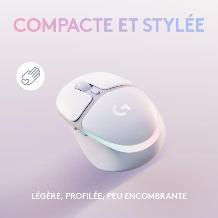 Logitech G G705 - Ratón Gaming Inalámbrico LIGHTSPEED y Bluetooth, LIGHTSYNC RGB, Compacto para Manos Pequeñas - Niebla Blanca 1