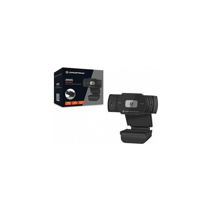 Conceptronic Webcam USB 2.0 AMDIS04B Full HD 1080P a 30fps con Micrófono Integrado, Ángulo de Visión 65°, Plug and Play, Color Negro 1 Conceptronic Webcam USB 2.0 AMDIS04B Full HD 1080P a 30fps con Micrófono Integrado, Ángulo de Visión 65°, Plug and Play, Color Negro 1