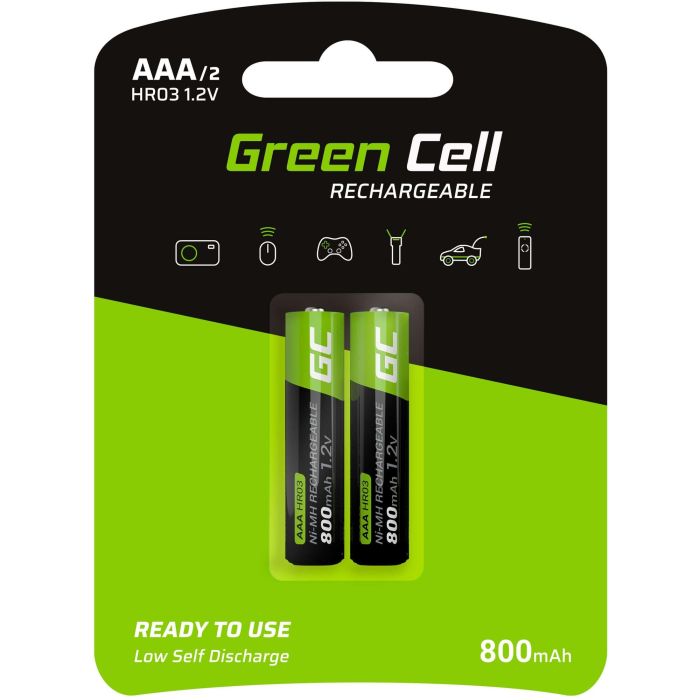 Green Cell GR08 Batería Recargable NiMH AAA 800mAh (Pack 2 unidades)