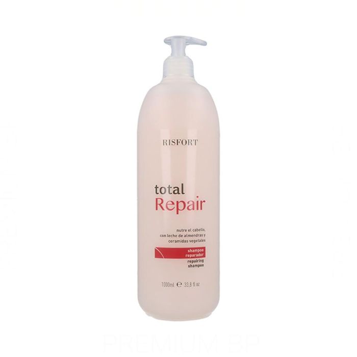 Risfort Champú Total Repair 1000 ml - Repara y Protege Cabello Dañado con Leche de Almendras y Ceramidas Vegetales