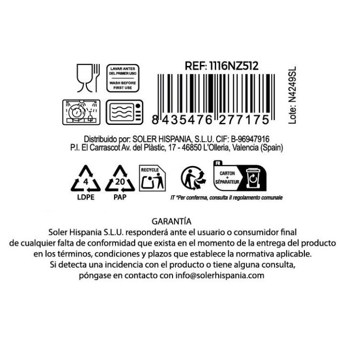 La Mediterranea Vajilla 12 Piezas Red.Opal "Everett" - Colección Everett, Material Opal, Medidas: 25.3 cm, 23 cm, 20.5 cm 10