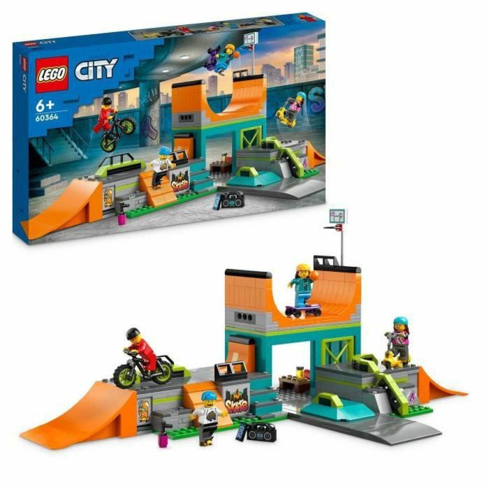 LEGO CITY 60364 Urban Skatepark, juguete de cascada con bicicleta BMX, patineta y rodillos