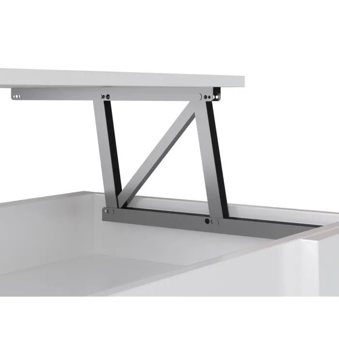 HAPPY Mesa de centro elevable estilo moderno blanco mate L 100 x W 50 cm