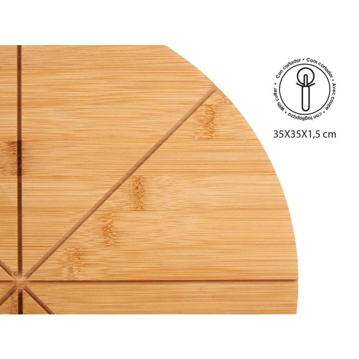 Plato Pizza Bambú 35 cm con Cortador - Kinvara (6 Unidades) 3 Plato Pizza Bambú 35 cm con Cortador - Kinvara (6 Unidades) 3