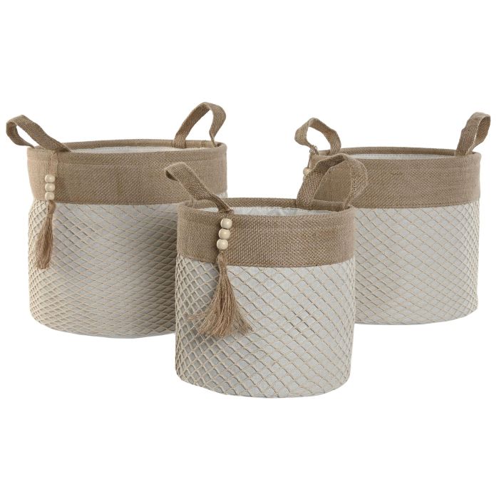 Cesta DKD Home Decor Natural Crema 30 x 34 x 30 cm Set de 3 (2 Unidades) 3 Cesta DKD Home Decor Natural Crema 30 x 34 x 30 cm Set de 3 (2 Unidades) 3