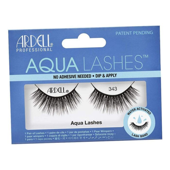 Ardell #343 Pestañas Postizas Aqua Lashes - Activadas por Agua, Sin Pegamento, Volumen Pleno, Longitud Extralarga, 1 unidad