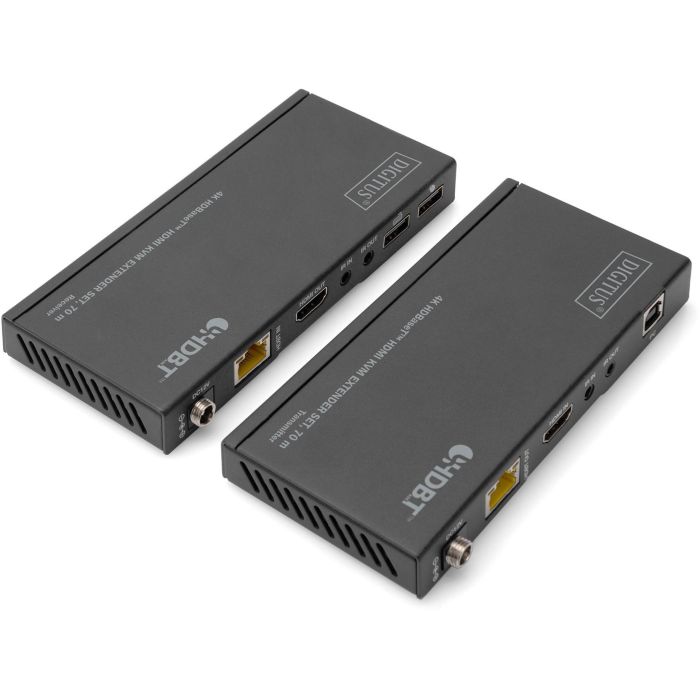 Digitus 4K HDBaseT 1x4 HDMI KVM Extender Set, Transmisor y Receptor Alámbrico, Soporta Cat6, Cat6a, Cat7, Cat8 hasta 70m 3