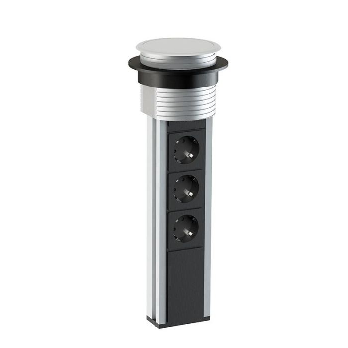 Complementos Organita Sacyr Torre Telescópica Multienchufe 3 Tomas Schuko + 2 USB, 3500W, Ø80mm, Aluminio Plata Mate IP20 1 Complementos Organita Sacyr Torre Telescópica Multienchufe 3 Tomas Schuko + 2 USB, 3500W, Ø80mm, Aluminio Plata Mate IP20 1