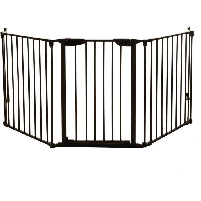 Barrera de seguridad - DREAMBABY - NEWPORT - 3 paneles - 85,5-200 x 74 cm - Bidireccional - Negra