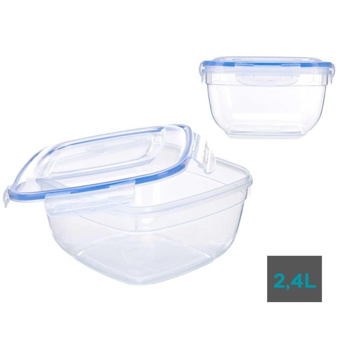 Fiambrera Cuadrada Tapa Azul 2400Ml Leknes 20X11CM (12 Unidades) 3 Fiambrera Cuadrada Tapa Azul 2400Ml Leknes 20X11CM (12 Unidades) 3