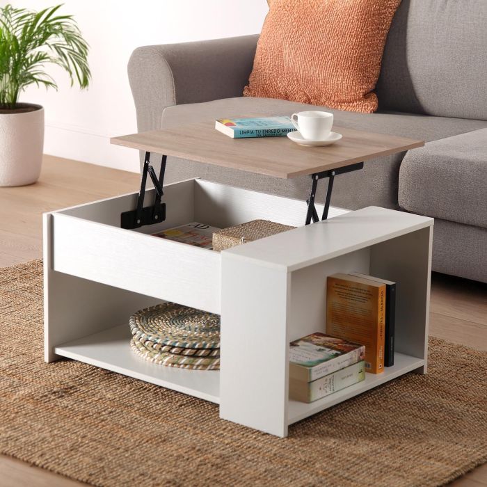 Mesa de Centro Extensible Versa 60x42 cm - Madera MDF y Metal 1 Mesa de Centro Extensible Versa 60x42 cm - Madera MDF y Metal 1