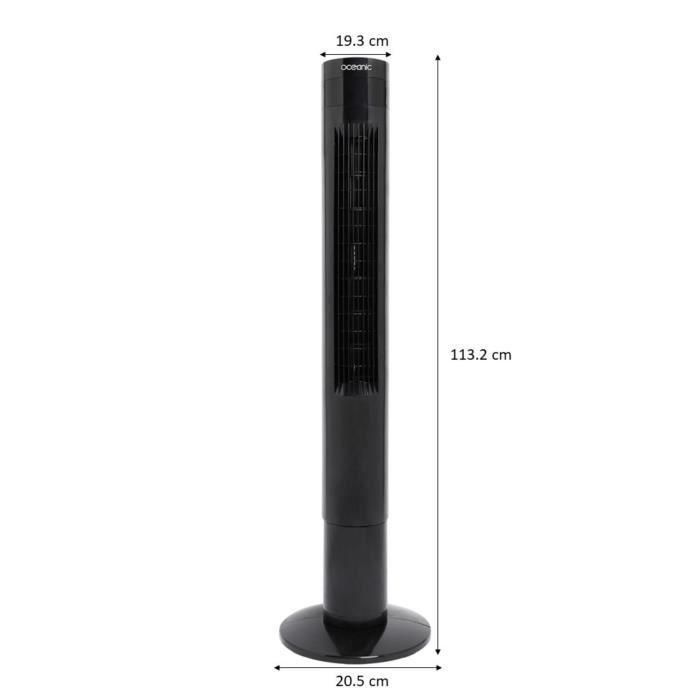Ventilador de columna oceánica - 50W - Altura 110 cm - Oscilación automática - Control remoto - Temporizador - Negro 1 Ventilador de columna oceánica - 50W - Altura 110 cm - Oscilación automática - Control remoto - Temporizador - Negro 1