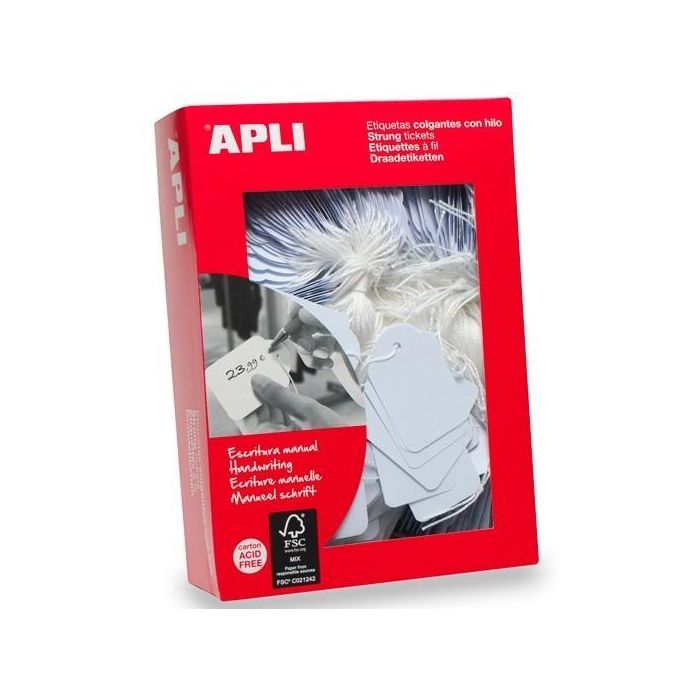 Apli Etiquetas Colgantes Con Hilo 28x43 mm Caja De 500 Blanco Apli Etiquetas Colgantes Con Hilo 28x43 mm Caja De 500 Blanco