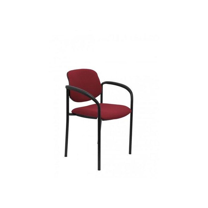 Silla Piqueras Y Crespo Villalgordo Confidente Brazos Fijos Chasis Negro Asiento Y Respaldo Tapizados Bali Granate