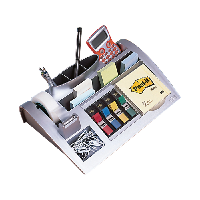 3m Organizador de Sobremesa con Bloc de Notas, Rollo de Cinta Scotch y 4 Dispensadores de Banderitas Color Plata 1 3m Organizador de Sobremesa con Bloc de Notas, Rollo de Cinta Scotch y 4 Dispensadores de Banderitas Color Plata 1