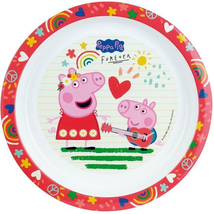 Vajilla - FUN HOUSE - PEPPA PIG - 2 platos hondos Ø 22 cm, 2 vasos 220 ml, botella de agua 350 ml, caja de aperitivos y peluche 17 cm 1