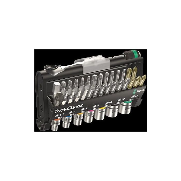 Wera 05073220001 Tool-Check 1 SB: Juego de Puntas, Carraca y Vasos 1/4" - 38 Piezas