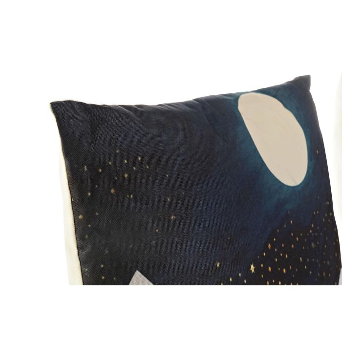 DKD Home Decor Cojín Decorativo Multicolor 45x45x10 cm de Poliéster con Diseño de Luna y Cremallera (2 Unidades) 1