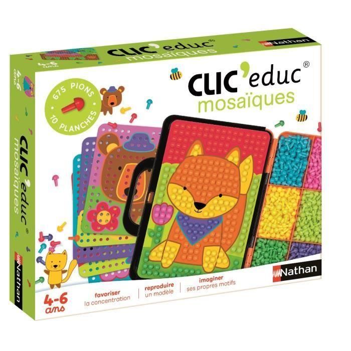 Nathan Clic'Educ - Mosaicos educativos para desarrollo de reconocimiento de colores y motricidad fina, ideal para niños a partir de 4 años 2 Nathan Clic'Educ - Mosaicos educativos para desarrollo de reconocimiento de colores y motricidad fina, ideal para niños a partir de 4 años 2