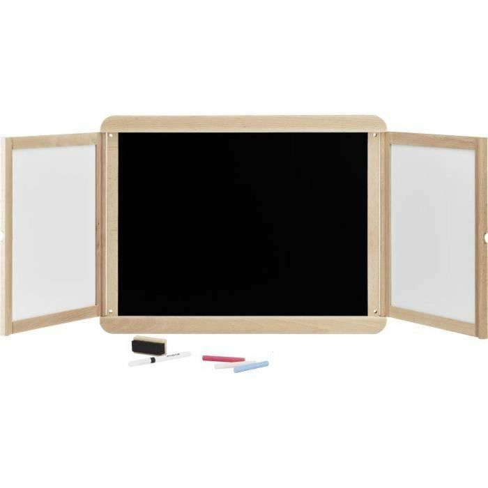 Jeujura JEU3225280880402 Tríptico mural: Pizarra de tiza con 2 paneles, lado blanco y tiza 2