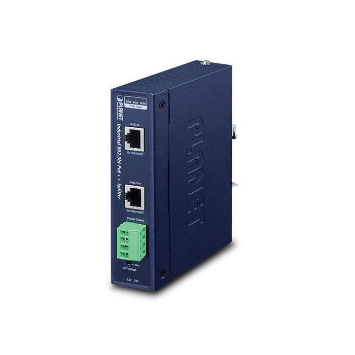 Planet IPOE-173S Splitter PoE++ Industrial Gigabit 802.3bt, De un solo puerto, 70W con Salida 12/24V DC, -40 a 75°C