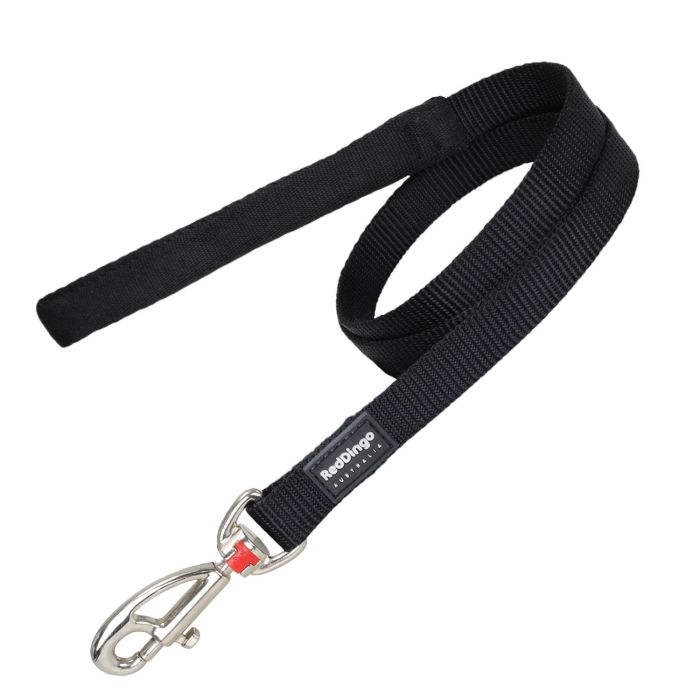 Red Dingo Correa Lisa de Nylon Premium Negra 12mm x 1.2m para Perros, Ideal para Paseos Diarios, Funcional y Ultra Resistente
