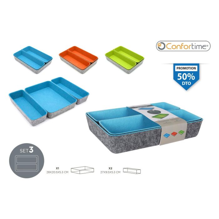 Confortime Set de 3 Organizadores de Fieltro 28 x 20.5 x 5.3 cm (6 Unidades) 0 Confortime Set de 3 Organizadores de Fieltro 28 x 20.5 x 5.3 cm (6 Unidades) 0