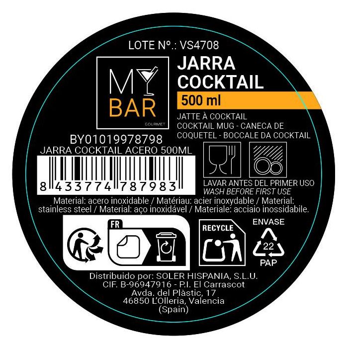 Inde Jarra Cocktail Acero Inoxidable 500 ml 4