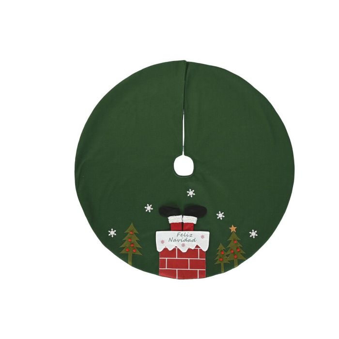DKD Home Decor Base Árbol Navidad Tradicional Poliéster 105x105 cm Verde y Rojo 1