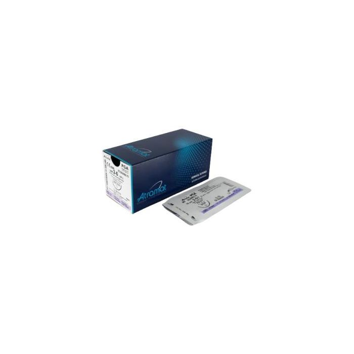 Atramat Sutura sintética absorbible trenzada, ácido poliglicólico, triangular 3-8, 36 mm, H90 cm, violeta, 12 unidades Atramat Sutura sintética absorbible trenzada, ácido poliglicólico, triangular 3-8, 36 mm, H90 cm, violeta, 12 unidades