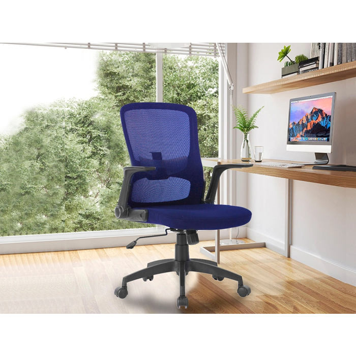 Q-connect Silla Giratoria Base Metal Regulable en Altura 910+75mm Alto 610mm Ancho 550mm Profundo Azul 2