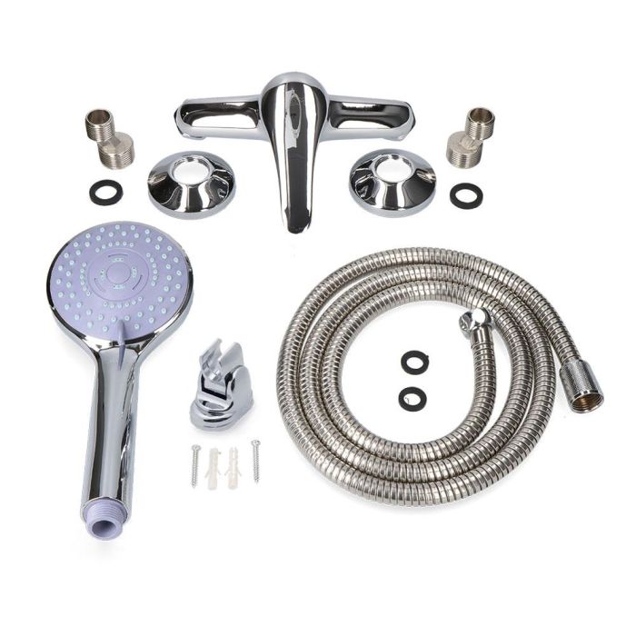 Edm Grifo Monomando de Ducha Empotrado Serie Saona Cromado con Accesorios Cartucho Cerámico Cuerpo Latón Mango Zinc 2