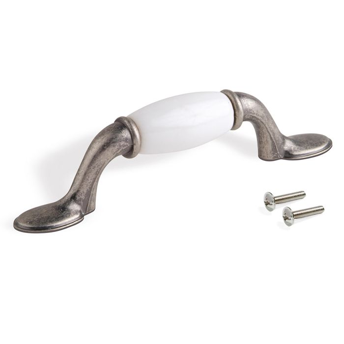 Emuca Lote de 20 tiradores para mueble Papua, L127mm, intereje 76mm, Zamak, Plata vieja 1 Emuca Lote de 20 tiradores para mueble Papua, L127mm, intereje 76mm, Zamak, Plata vieja 1