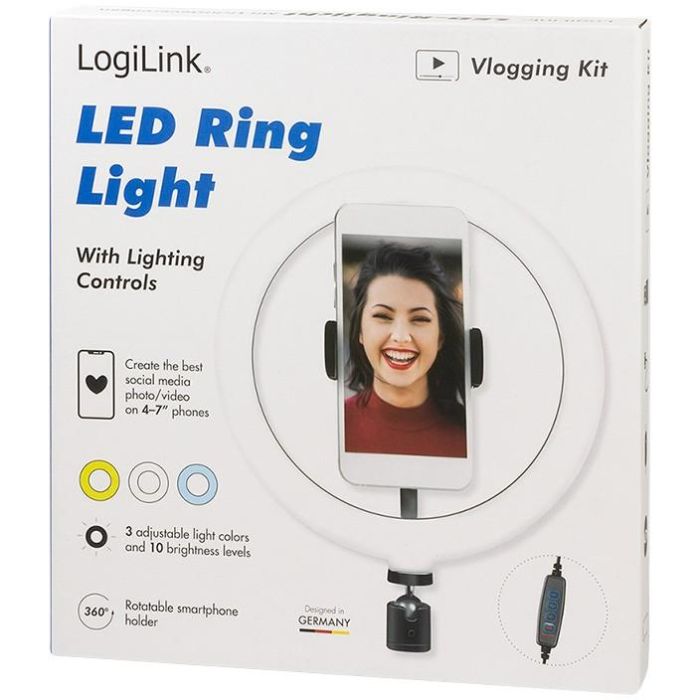Logilink Smartphone-Ringlicht. DM 20cm. 1.8m Kabel 7