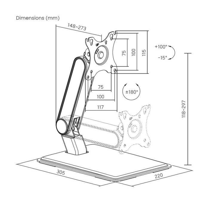 Soporte TV Aisens DT32TSR-373 17" 32" 8 kg 2 Soporte TV Aisens DT32TSR-373 17" 32" 8 kg 2