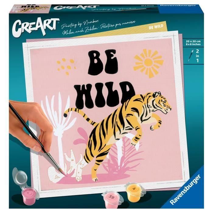 Ravensburger RAV4005556236657 CreArt 20x20cm Kit para Pintar por Números - Diseño 'Be Wild' Edición Jolane