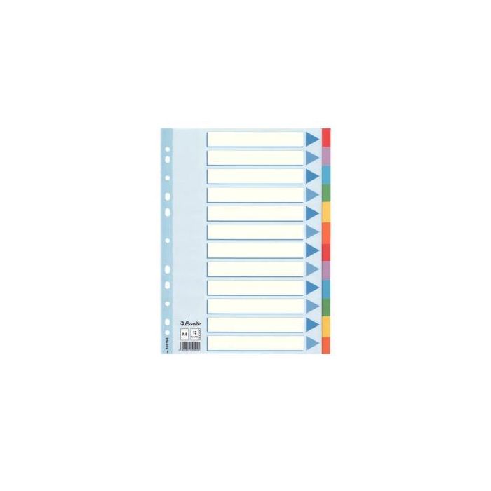 Esselte Separadores Multitaladro Cartón 12 Posiciones A4 Índice Colores Esselte Separadores Multitaladro Cartón 12 Posiciones A4 Índice Colores
