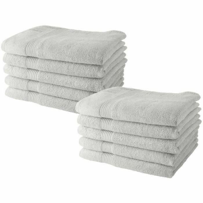 Today TOD3574641225599 Juego de 10 toallas 50x90 cm 100% Algodón Color Tiza