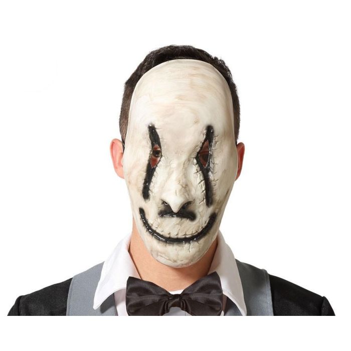 Máscara Blanca Con Sonrisa Negra Y Detalles Craquelados Para Disfraces Halloween