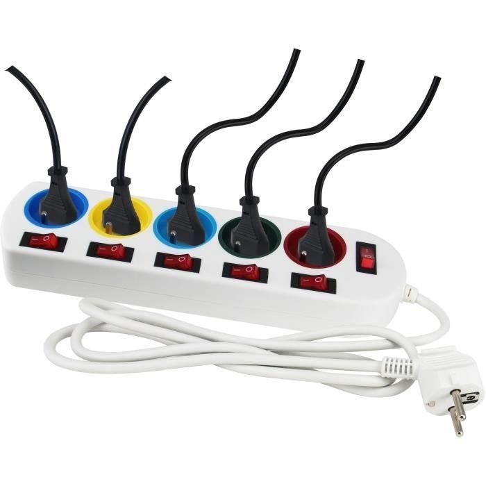 Regleta de enchufes GAO, 5 tomas, con interruptores, 16 A, 230 V 2 Regleta de enchufes GAO, 5 tomas, con interruptores, 16 A, 230 V 2