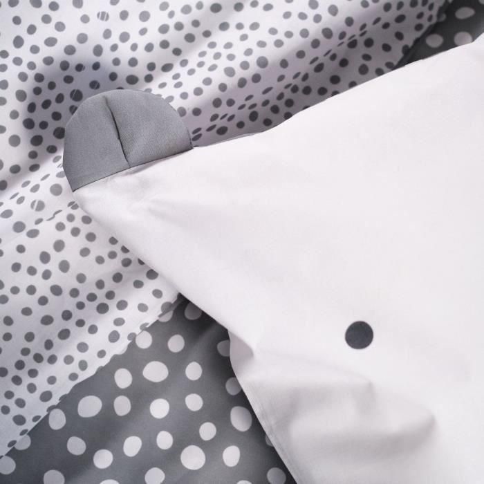 Juego de cama TODAY - funda nórdica 140x200 + 2 fundas de almohada 63x63 - 1 persona - FUNNY2.6 - Gris 1 Juego de cama TODAY - funda nórdica 140x200 + 2 fundas de almohada 63x63 - 1 persona - FUNNY2.6 - Gris 1