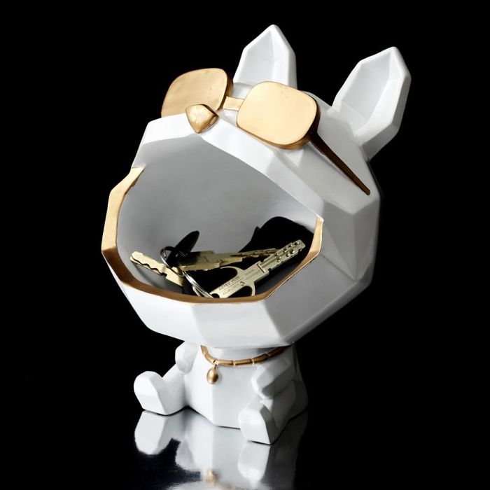 Home Deco Factory Vaciabolsillos Perro Gafas Escultura Home Deco Factory Bla 3